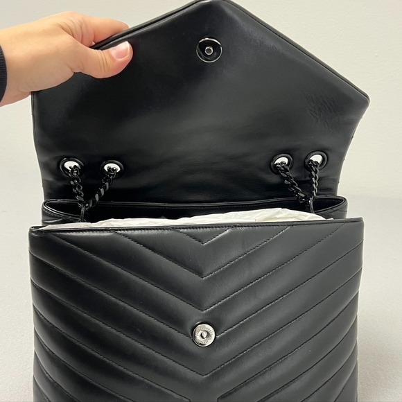 Saint Laurent Loulou Medium YSL Shoulder Bag Quilted Leather Black Designer - Picture 3 of 16